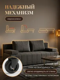 Диван Вентура черный рогожка — фото 3