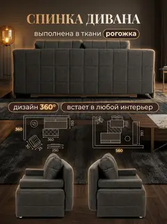 Диван Вентура черный рогожка — фото 7
