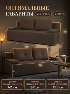 Диван Турин Лайт кофейный рогожка — фото 2