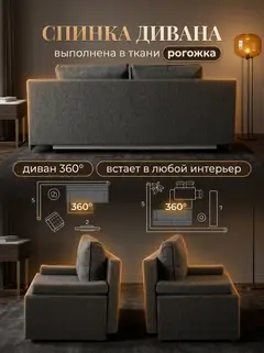 Диван Турин Лайт т-серый рогожка — фото 7