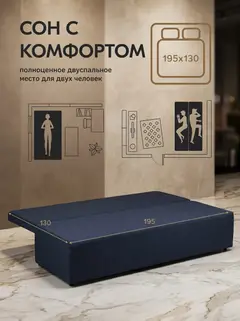 Диван Крит прямой синий рогожка — фото 4