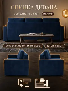 Диван Мичиган синий велюр — фото 8