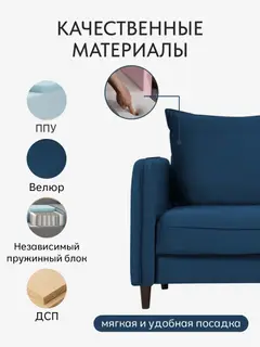 Диван Обломов синий велюр — фото 3