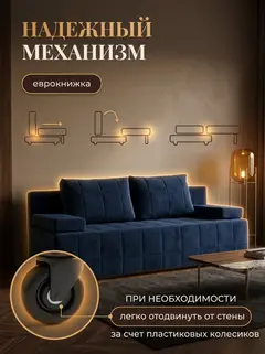 Диван Вентура синий велюр — фото 3