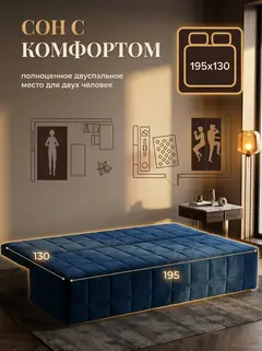 Диван Вентура синий велюр — фото 4