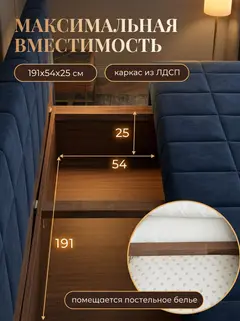 Диван Вентура синий велюр — фото 10
