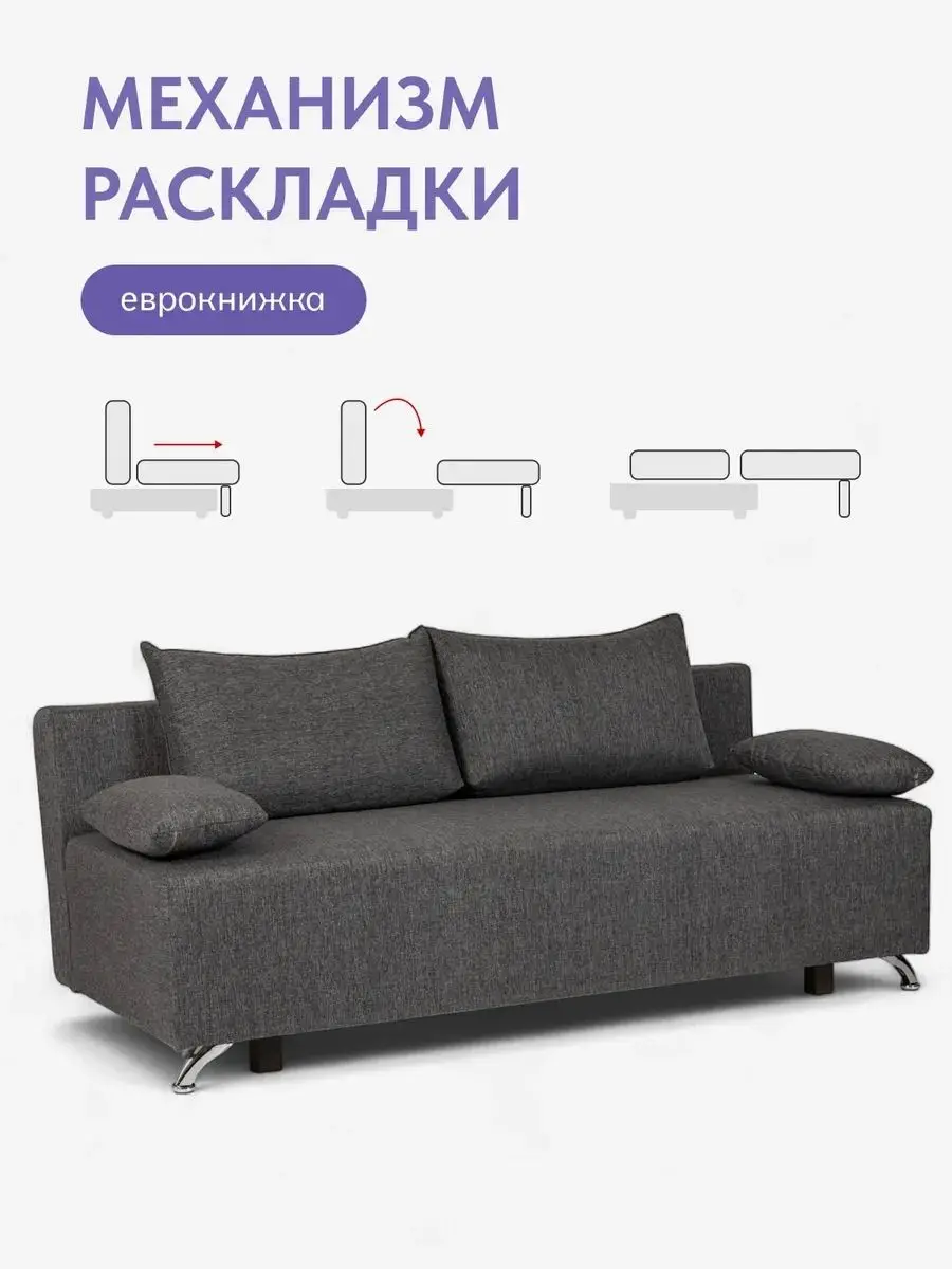 Диван Лира Лайт серый рогожка — фото 2