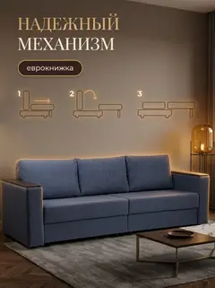 Диван Сарагоса синий рогожка — фото 3