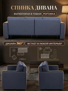 Диван Сарагоса синий рогожка — фото 8