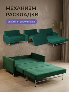 Диван Этра изумрудный (зеленый) велюр — фото 3