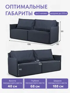 Диван-кровать Финикс синий рогожка