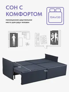 Диван-кровать Финикс синий рогожка — фото 3