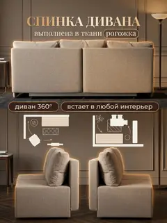 Диван Бойсе мокко рогожка — фото 8