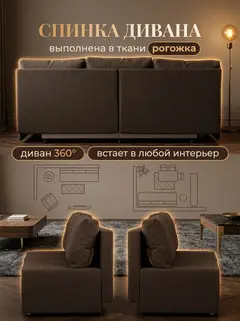 Диван Бойсе кофейный рогожка — фото 7