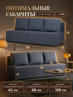 Диван Бойсе синий рогожка — фото 2