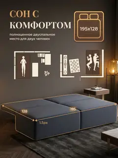 Диван Бойсе синий рогожка — фото 4