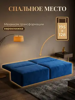 Диван Санти синий велюр — фото 3