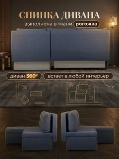 Диван Угловой Крит синий рогожка — фото 8