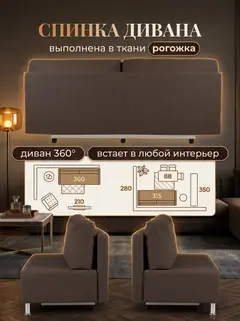 Диван Прага кофейный рогожка — фото 7