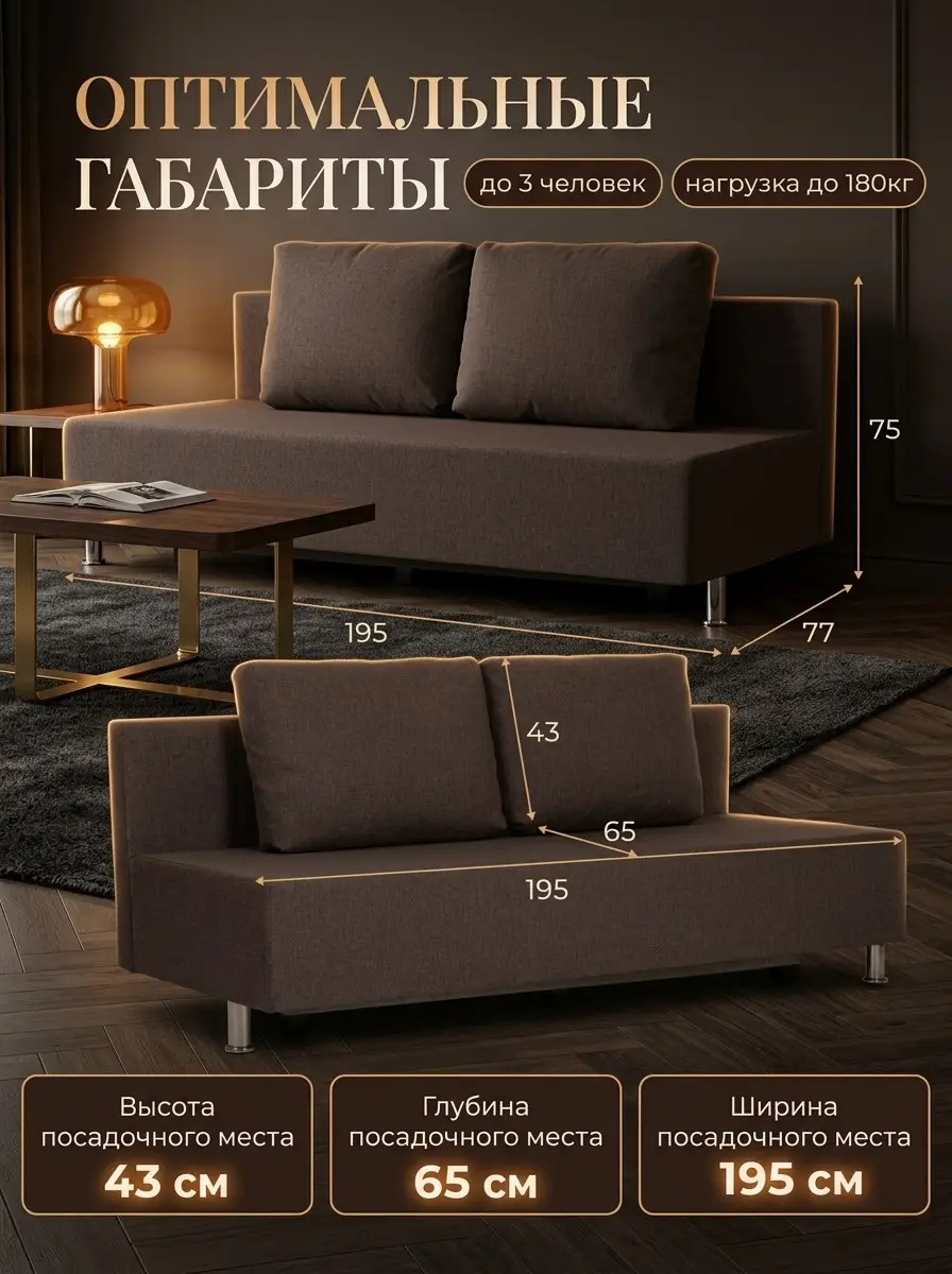 Диван Парма кофейный рогожка — фото 2