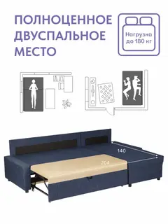 Диван Поло синий рогожка — фото 4