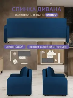 Диван Честер синий велюр — фото 8