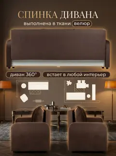 Диван Честер шоколадный велюр — фото 8
