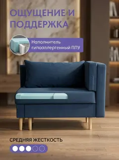 Диван Кушетка Мария синий велюр — фото 5