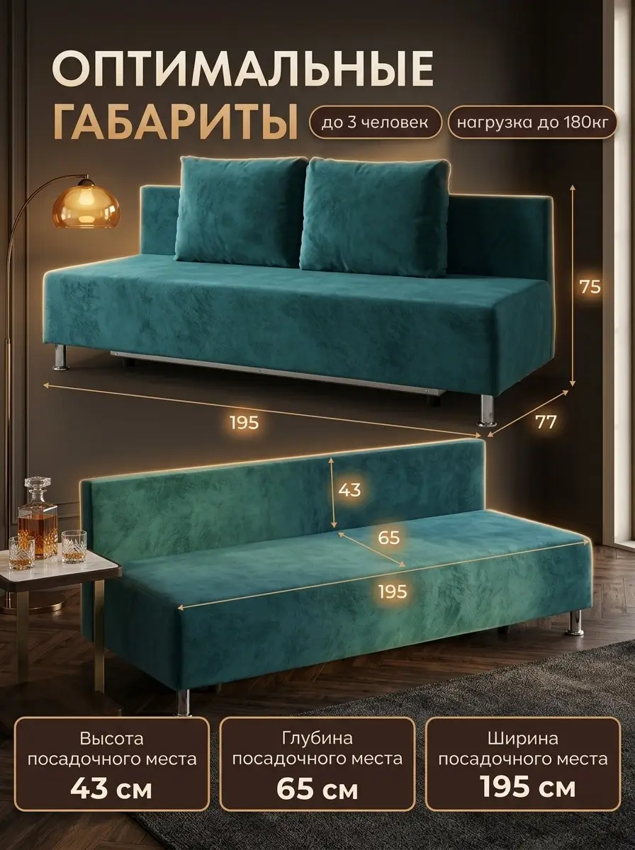 Диван Парма зеленый велюр — фото 2