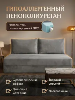 Диван Парма плюс 02 2 подушки 2 слоя серый велюр — фото 4