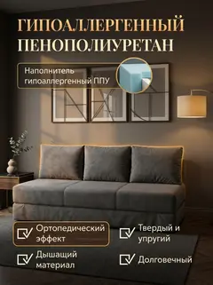 Диван Парма плюс 03 3 подушки 2 слоя серый велюр — фото 4