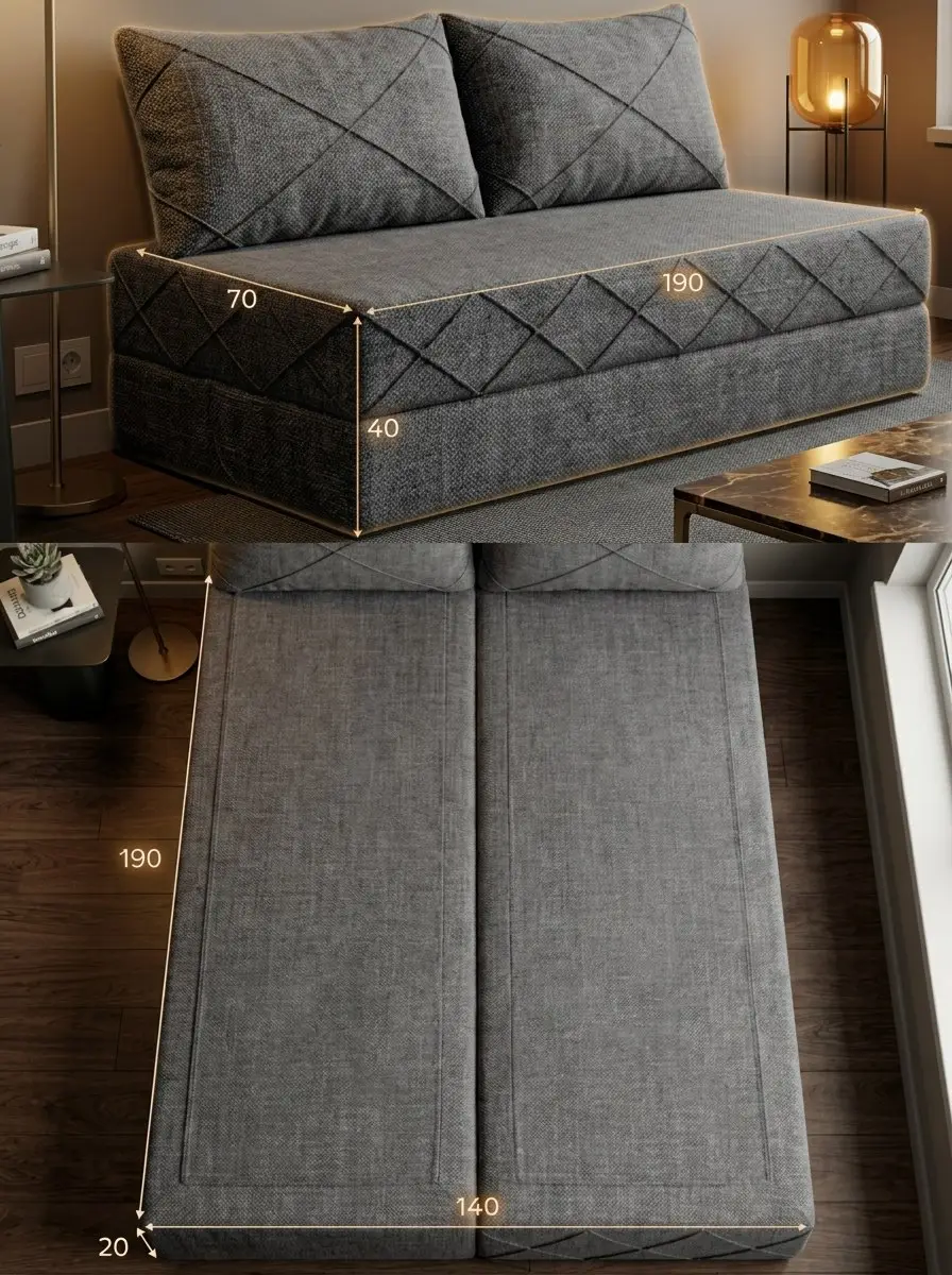 Диван Рубик плюс 02 2 подушки 2 слоя темно-серый рогожка