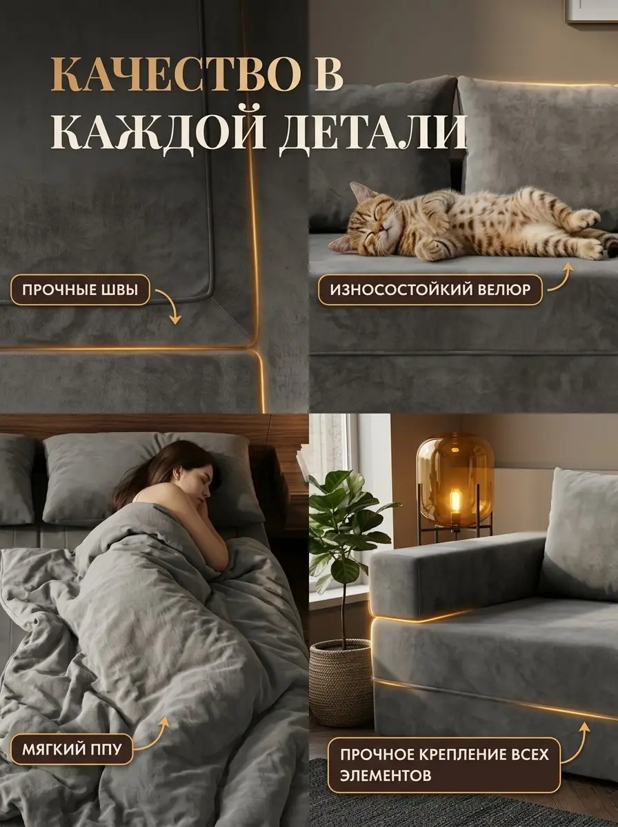 Диван Парма люкс серый велюр