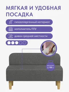 Диван Лаундж серый рогожка — фото 5