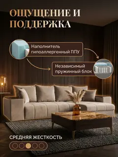 Диван Угловой Дубай бежевый велюр — фото 5