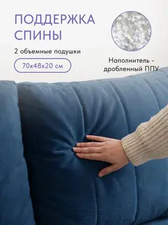 Диван Турин плюс дизайн Гонконг синий велюр — фото 4