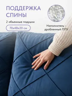Диван Турин плюс дизайн Честер синий велюр — фото 4