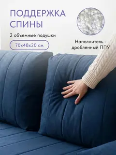 Диван Морис Плюс дизайн Гонконг синий велюр — фото 4