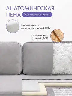 Диван Уно серый велюр — фото 5