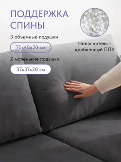 Диван Слим серый велюр — фото 3
