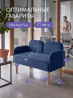 Диван Рояль синий велюр — фото 3