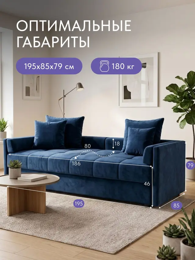 Тахта диван раскладной 195 см. Крета независимый пружинный блок, с ящиком для хранения, 195×195×79 см