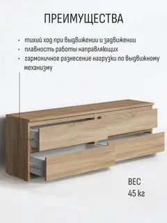 Комод Тумба под телевизор Хоста дуб сонома, 161х55х38,5 см — фото 3