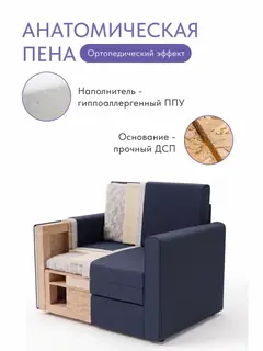 Кресло Виллио синий рогожка — фото 4