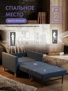 Кресло Этра синий рогожка — фото 4