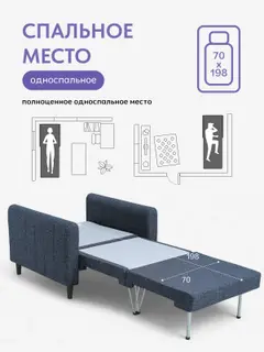 Кресло-кровать Хэппи синий рогожка — фото 4
