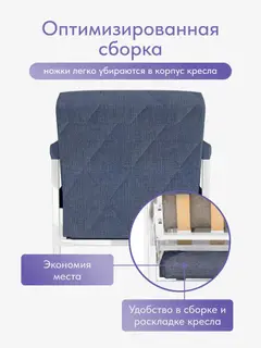 Кресло Ренессанс на белом каркасе синий рогожка — фото 5