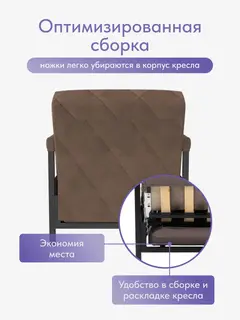 Кресло Ренессанс на чёрном каркасе шоколадный велюр — фото 5