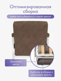 Кресло Ренессанс на белом каркасе шоколадный велюр — фото 5