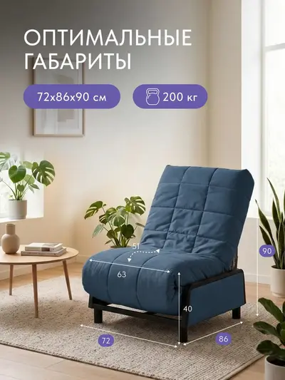 Кресло Релакс синий велюр